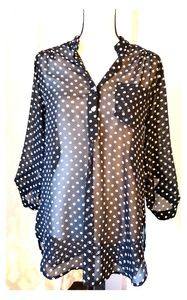 Black And White Sheer Polka Dot Top